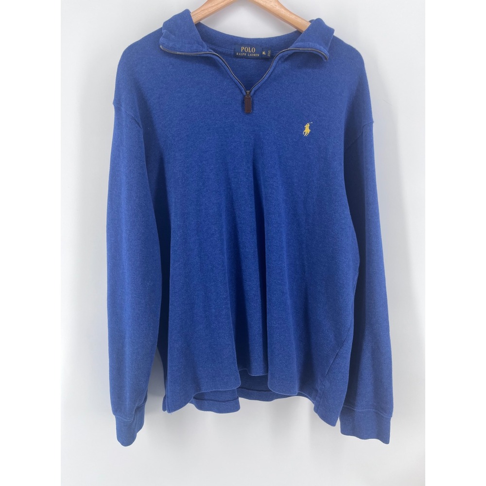 Polo Ralph Lauren Mens XL Royal Blue 100% Cotton Quarter Zip Pullover Preppy